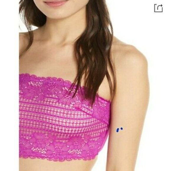 Free People Womens Camila Strapless Lace Contrast Bandeau Small - Picture 2 of 5